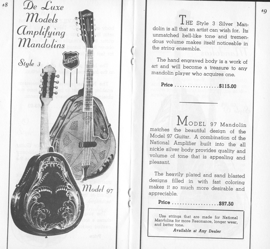 1936/7 catalogue mandolin page