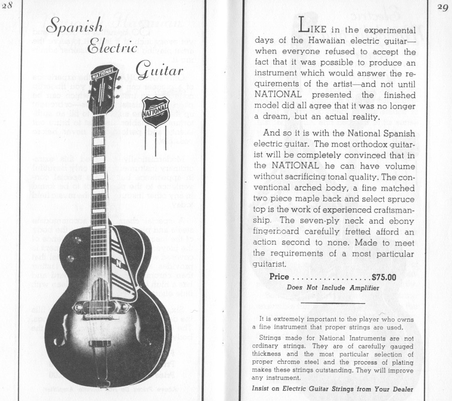 1936/7 catalogue electric archtop page