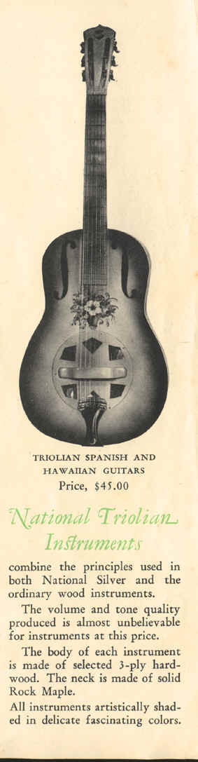 Trojo catalogue wood bodied Triolian with three cones