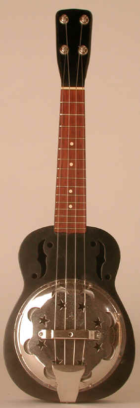 Dobro ukulele with 'moon and stars' coverplate